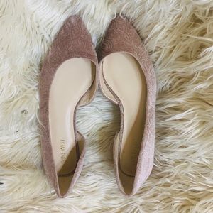 🌺Nine West Pink Velvet Floral Flats Size 9🌺